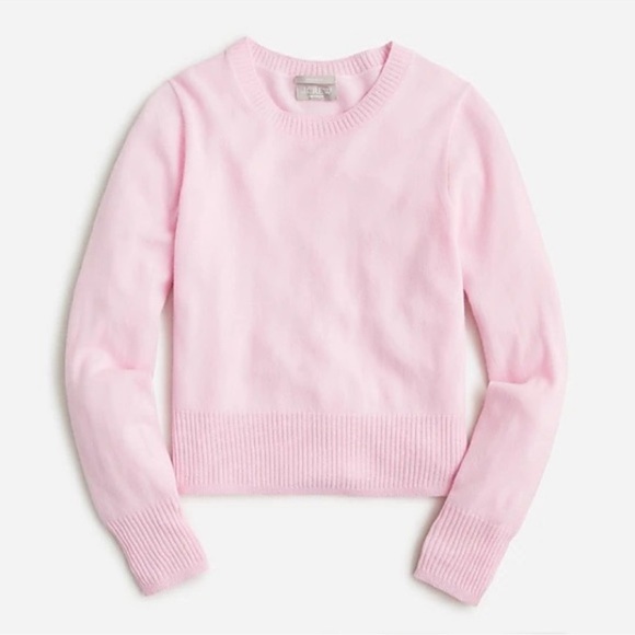 J.Crew Cropped cashmere crewneck sweater Heather Pink size L NWOT - Picture 1 of 9